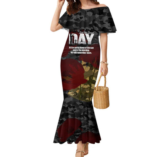 Australia ANZAC Day Family Matching Mermaid Dress and Hawaiian Shirt We Will Remember Them Poppy Camouflage