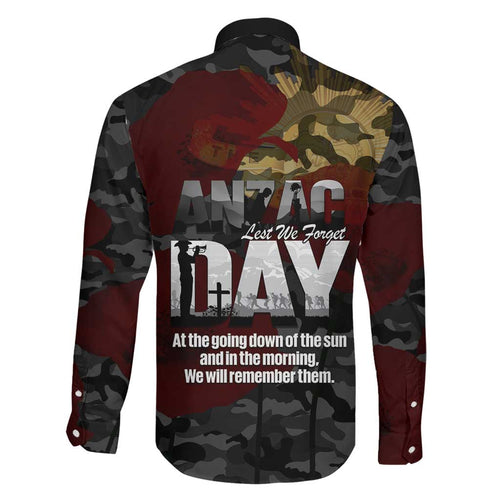 Australia ANZAC Day Family Matching Off The Shoulder Long Sleeve Dress and Hawaiian Shirt We Will Remember Them Poppy Camouflage