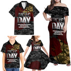 Australia ANZAC Day Family Matching Off Shoulder Maxi Dress and Hawaiian Shirt We Will Remember Them Poppy Camouflage