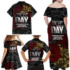 Australia ANZAC Day Family Matching Off Shoulder Maxi Dress and Hawaiian Shirt We Will Remember Them Poppy Camouflage