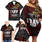 Australia ANZAC Day Family Matching Off Shoulder Short Dress and Hawaiian Shirt We Will Remember Them Poppy Camouflage