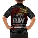 Australia ANZAC Day Family Matching Off Shoulder Short Dress and Hawaiian Shirt We Will Remember Them Poppy Camouflage