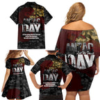 Australia ANZAC Day Family Matching Off Shoulder Short Dress and Hawaiian Shirt We Will Remember Them Poppy Camouflage