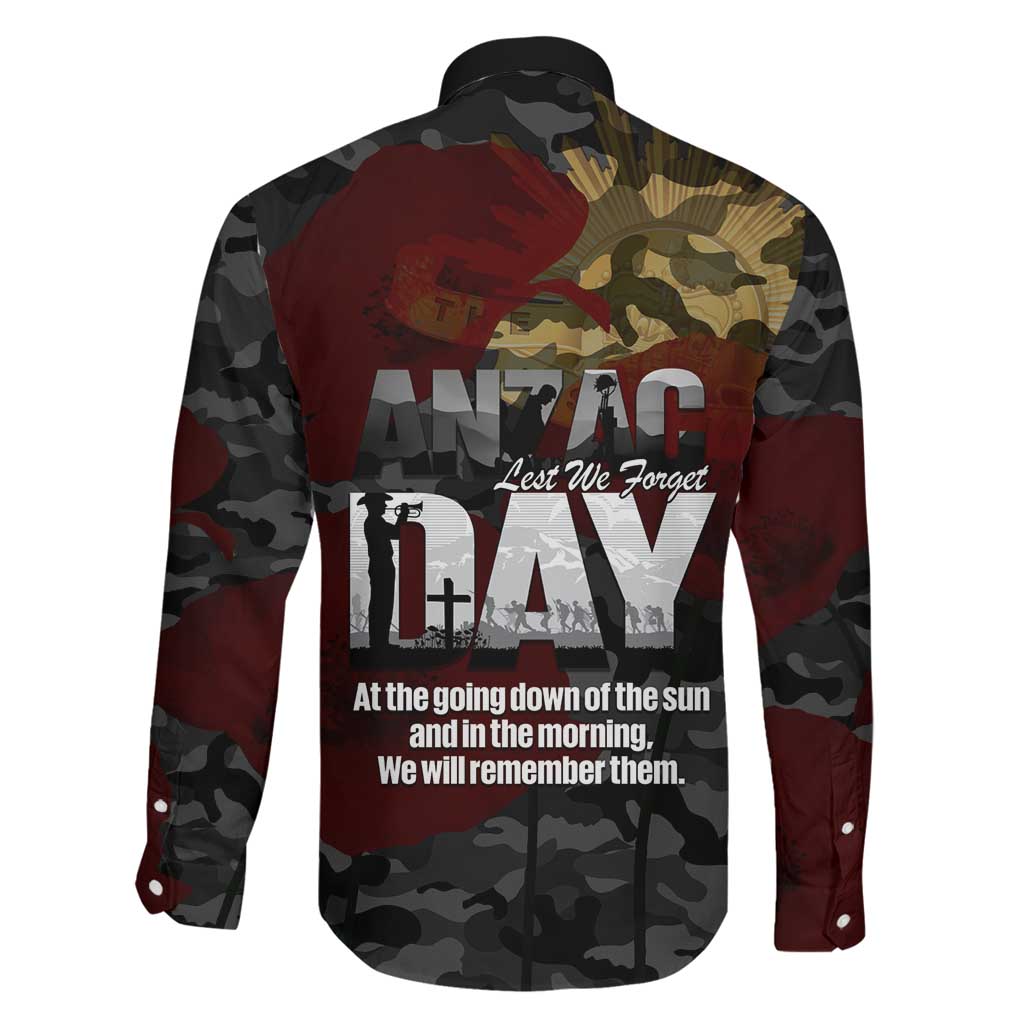 Australia ANZAC Day Family Matching Off Shoulder Short Dress and Hawaiian Shirt We Will Remember Them Poppy Camouflage