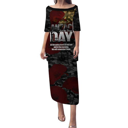 Australia ANZAC Day Family Matching Puletasi and Hawaiian Shirt We Will Remember Them Poppy Camouflage