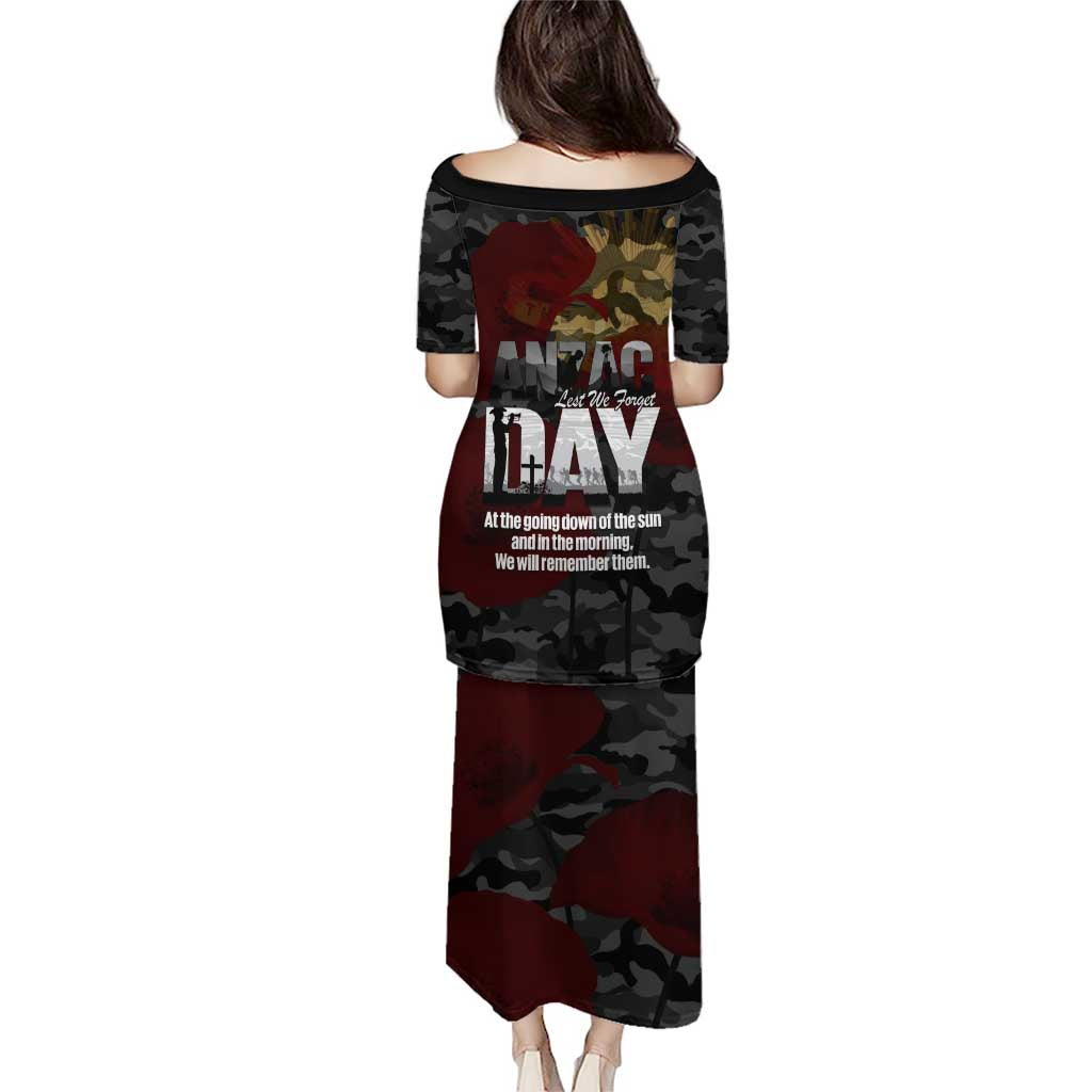 Australia ANZAC Day Family Matching Puletasi and Hawaiian Shirt We Will Remember Them Poppy Camouflage