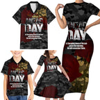 Australia ANZAC Day Family Matching Short Sleeve Bodycon Dress and Hawaiian Shirt We Will Remember Them Poppy Camouflage