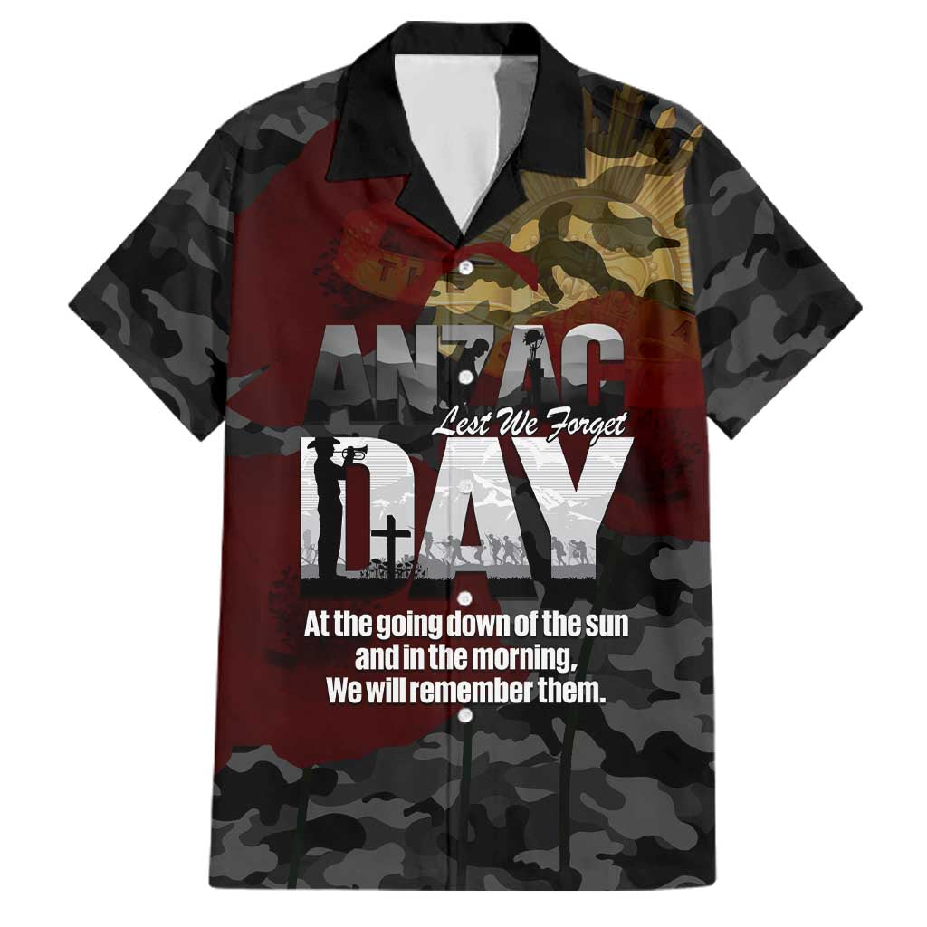 Australia ANZAC Day Family Matching Short Sleeve Bodycon Dress and Hawaiian Shirt We Will Remember Them Poppy Camouflage