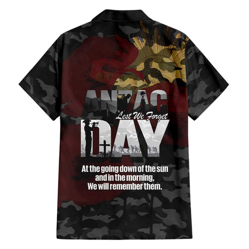 Australia ANZAC Day Family Matching Short Sleeve Bodycon Dress and Hawaiian Shirt We Will Remember Them Poppy Camouflage