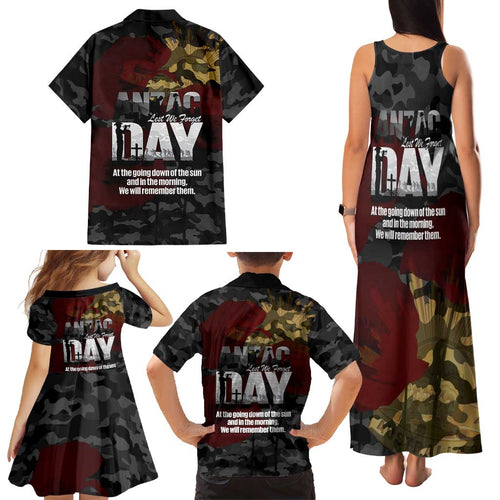Australia ANZAC Day Family Matching Tank Maxi Dress and Hawaiian Shirt We Will Remember Them Poppy Camouflage