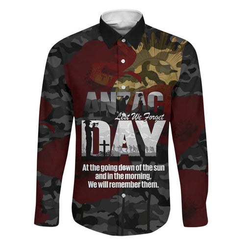 Australia ANZAC Day Family Matching Tank Maxi Dress and Hawaiian Shirt We Will Remember Them Poppy Camouflage