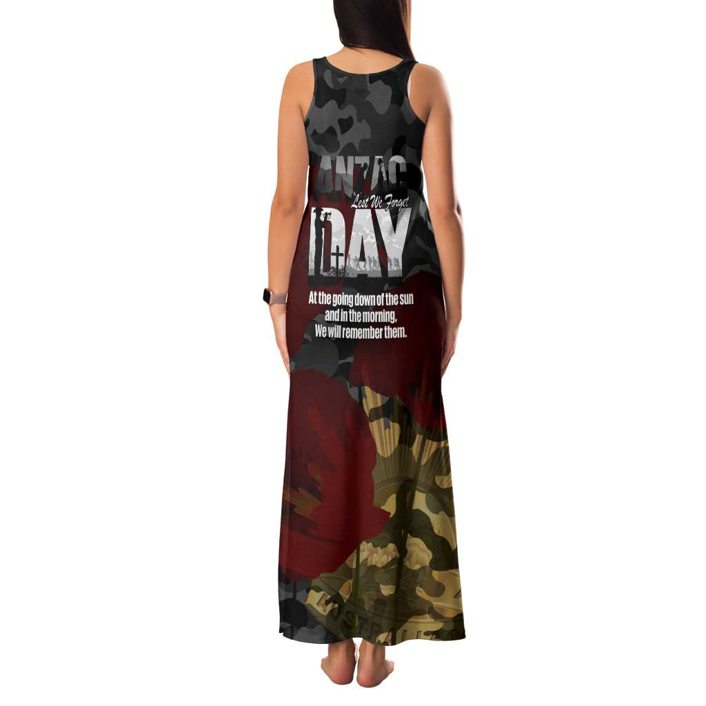 Australia ANZAC Day Family Matching Tank Maxi Dress and Hawaiian Shirt We Will Remember Them Poppy Camouflage