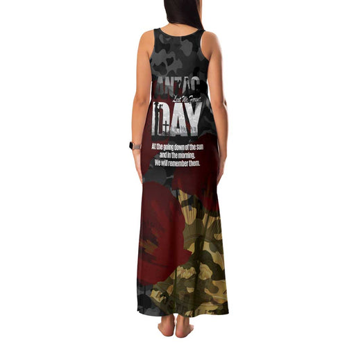 Australia ANZAC Day Family Matching Tank Maxi Dress and Hawaiian Shirt We Will Remember Them Poppy Camouflage