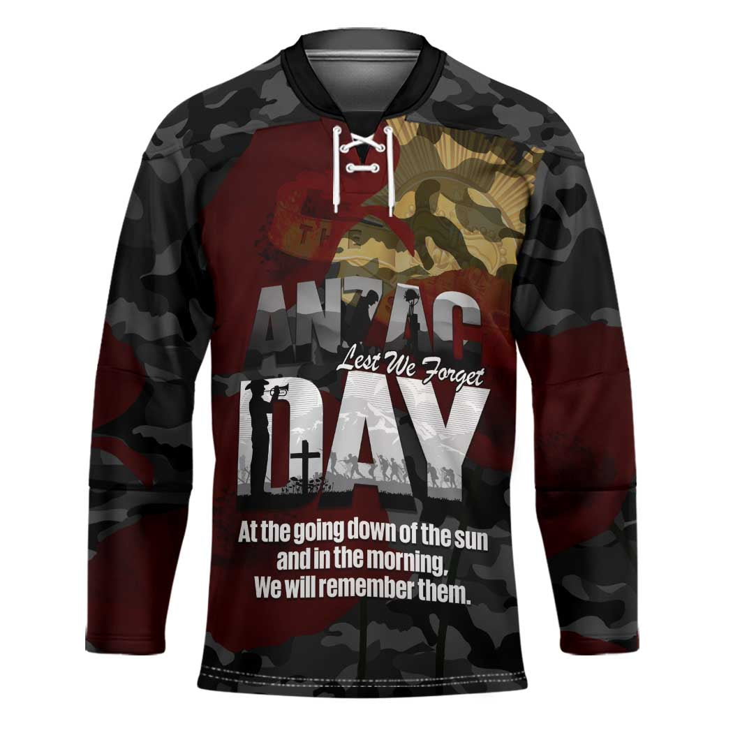 Australia ANZAC Day Hockey Jersey We Will Remember Them Poppy Camouflage - Aussie Hoodie