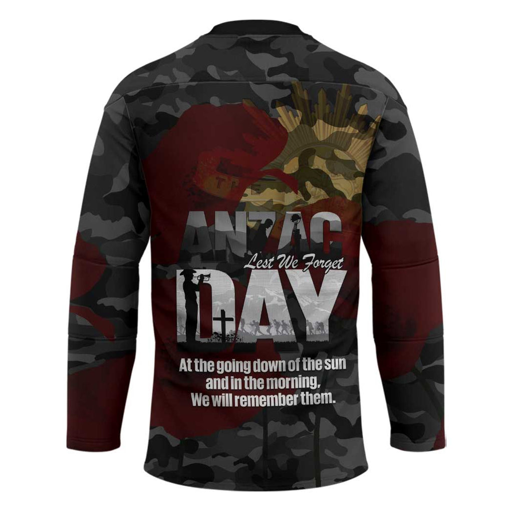 Australia ANZAC Day Hockey Jersey We Will Remember Them Poppy Camouflage - Aussie Hoodie