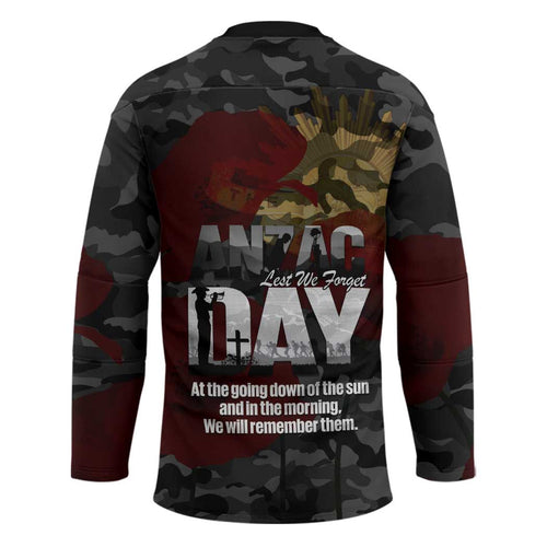 Australia ANZAC Day Hockey Jersey We Will Remember Them Poppy Camouflage - Aussie Hoodie