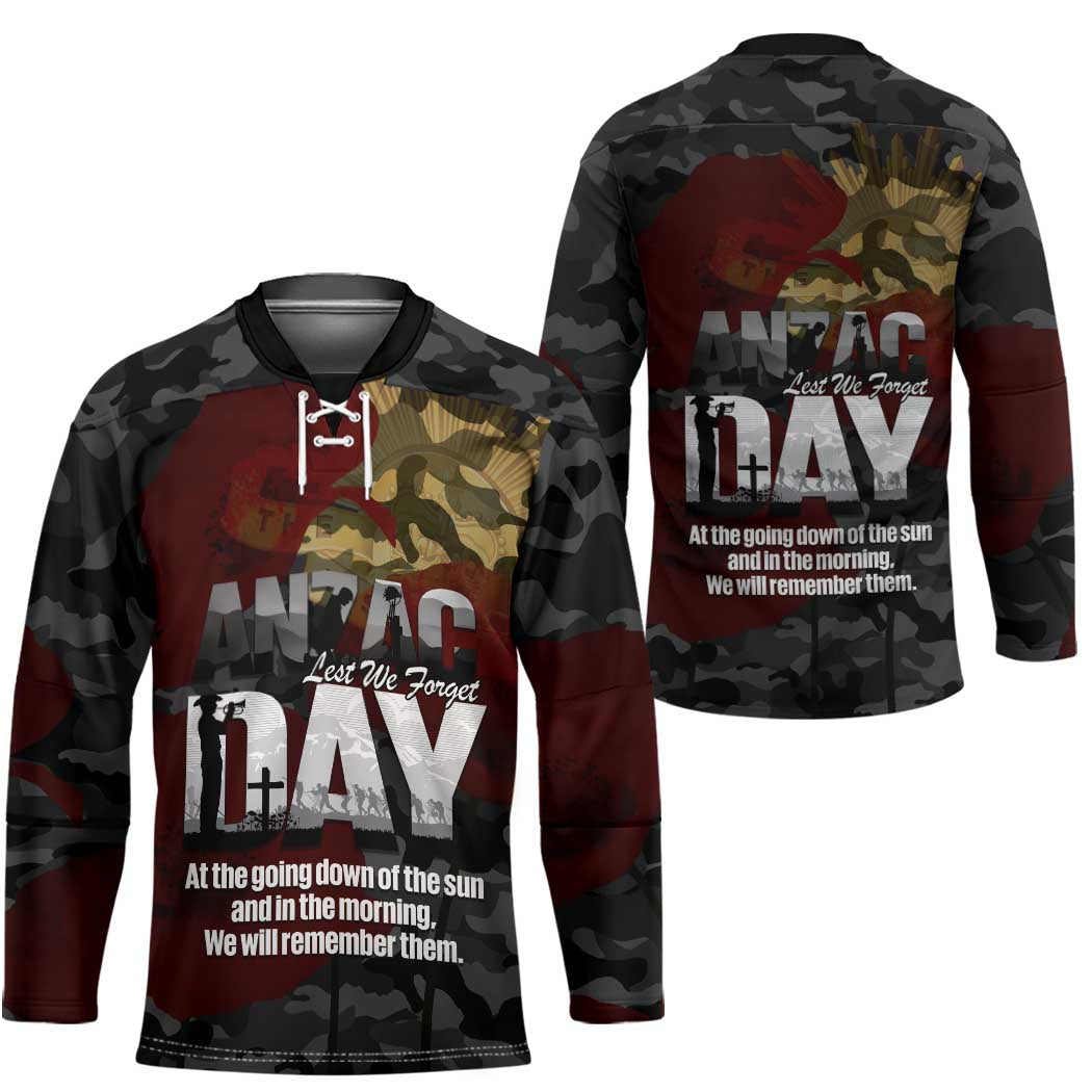 Australia ANZAC Day Hockey Jersey We Will Remember Them Poppy Camouflage - Aussie Hoodie