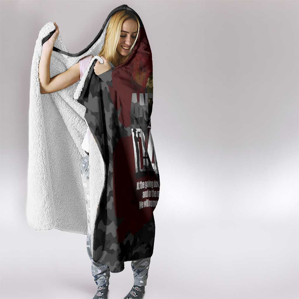 Australia ANZAC Day Hooded Blanket We Will Remember Them Poppy Camouflage - Aussie Hoodie