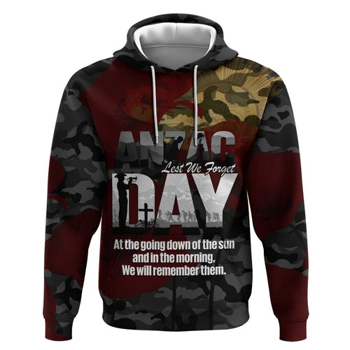 Australia ANZAC Day Hoodie We Will Remember Them Poppy Camouflage - Aussie Hoodie