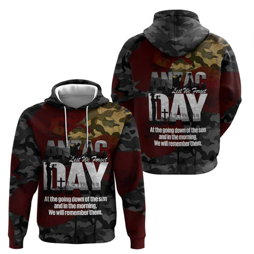 Australia ANZAC Day Hoodie We Will Remember Them Poppy Camouflage - Aussie Hoodie