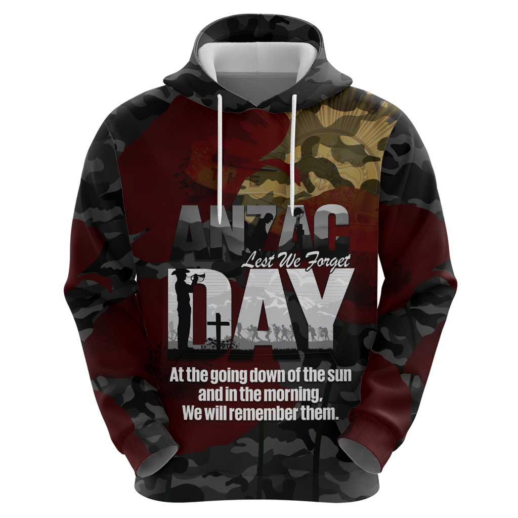 Australia ANZAC Day Hoodie We Will Remember Them Poppy Camouflage - Aussie Hoodie