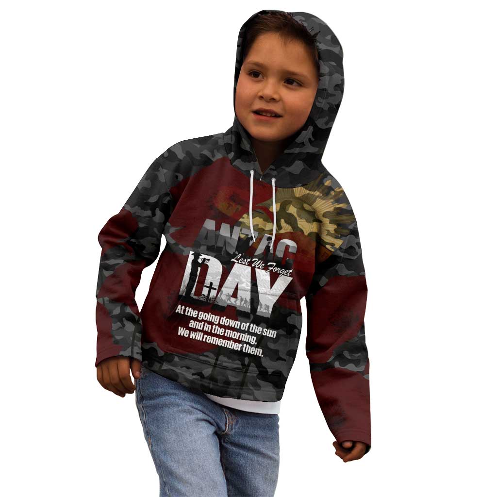 Australia ANZAC Day Kid Hoodie We Will Remember Them Poppy Camouflage - Aussie Hoodie