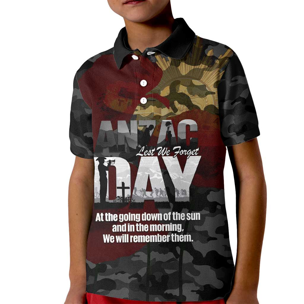 Australia ANZAC Day Kid Polo Shirt We Will Remember Them Poppy Camouflage - Aussie Hoodie