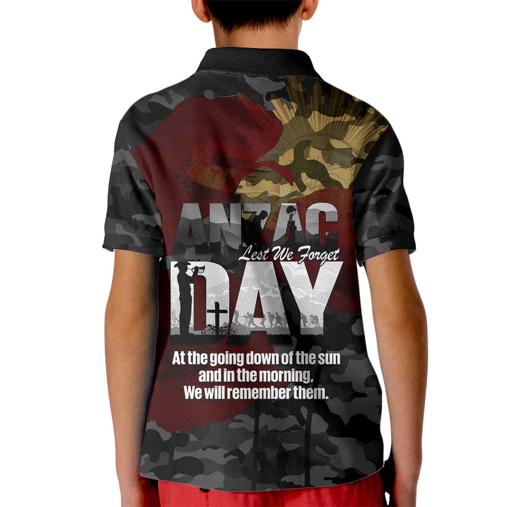 Australia ANZAC Day Kid Polo Shirt We Will Remember Them Poppy Camouflage - Aussie Hoodie