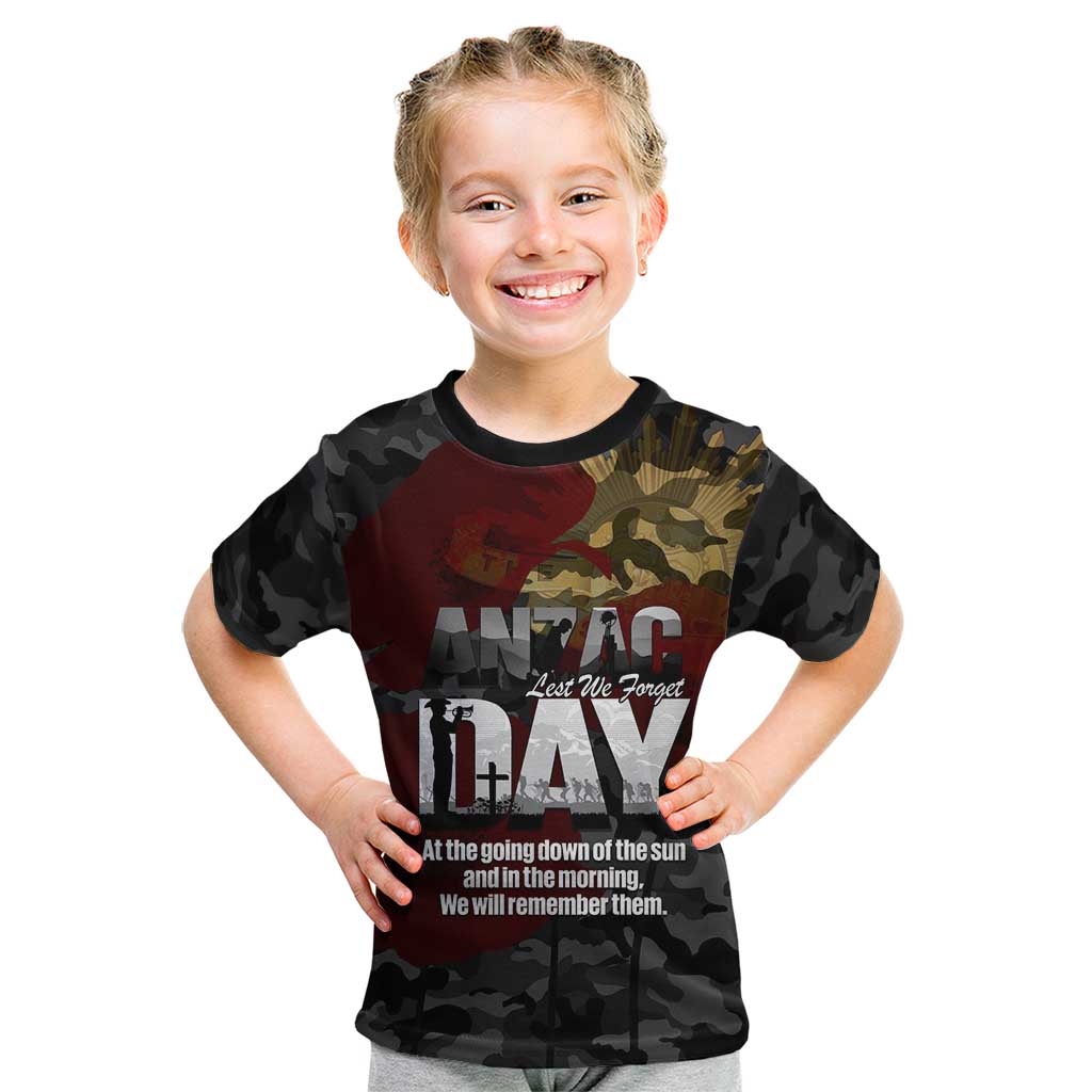 Australia ANZAC Day Kid T Shirt We Will Remember Them Poppy Camouflage - Aussie Hoodie