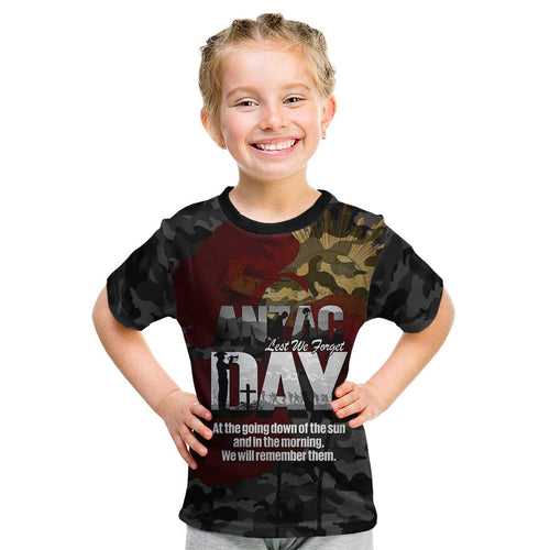 Australia ANZAC Day Kid T Shirt We Will Remember Them Poppy Camouflage - Aussie Hoodie