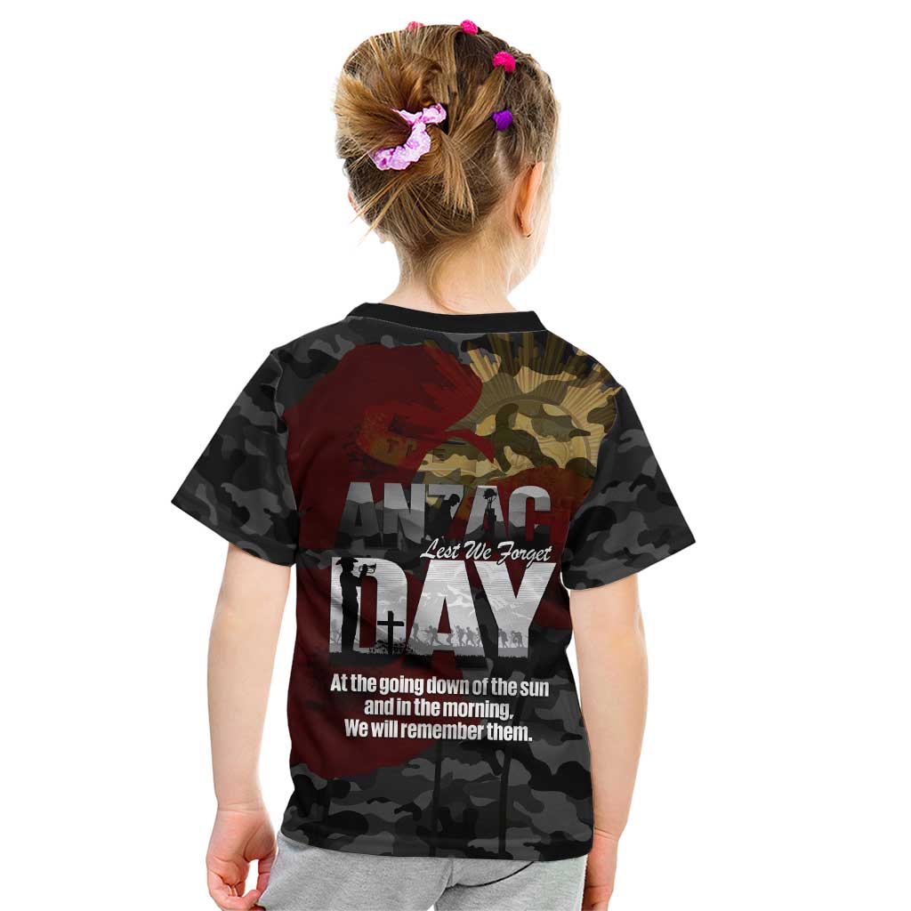 Australia ANZAC Day Kid T Shirt We Will Remember Them Poppy Camouflage - Aussie Hoodie