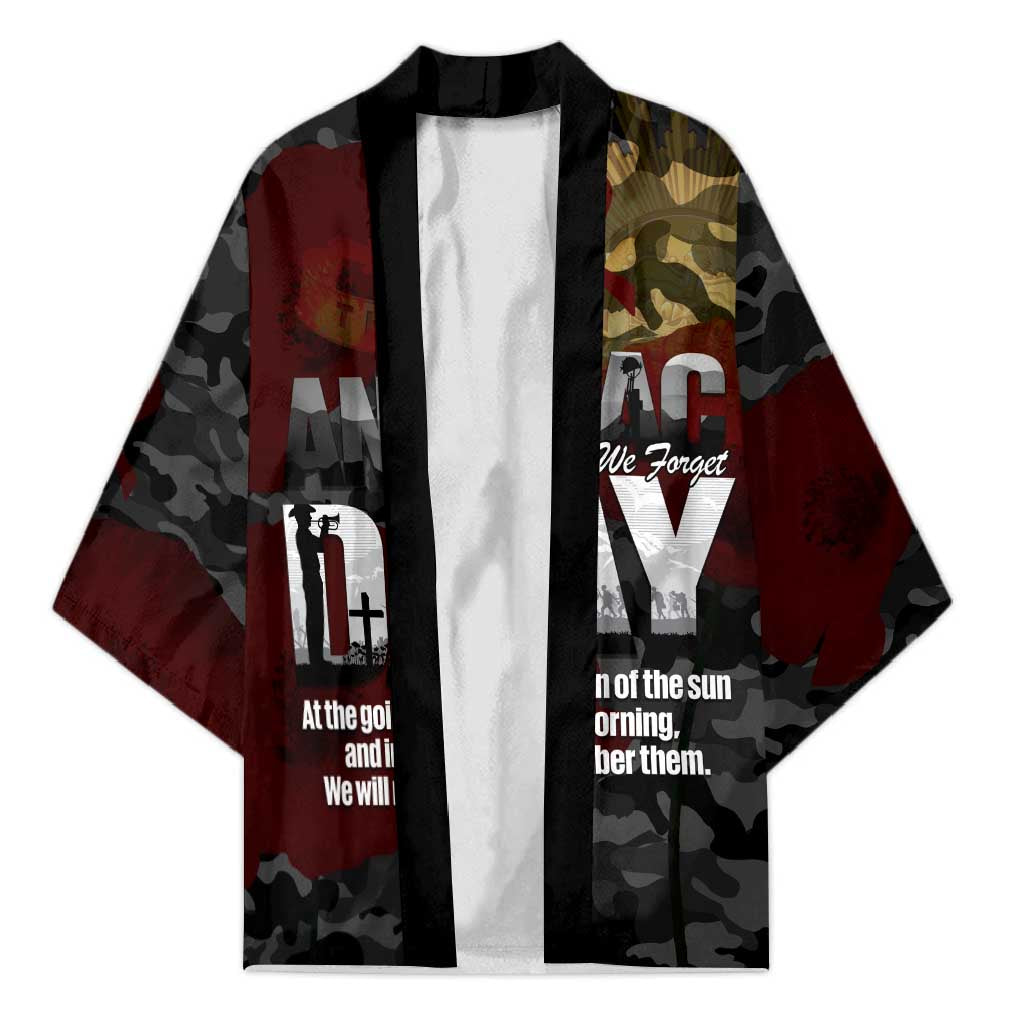 Australia ANZAC Day Kimono We Will Remember Them Poppy Camouflage - Aussie Hoodie