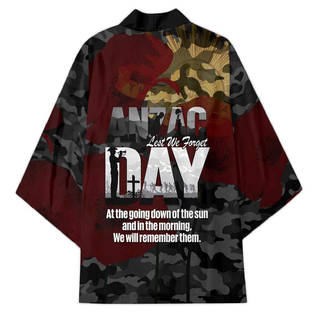 Australia ANZAC Day Kimono We Will Remember Them Poppy Camouflage - Aussie Hoodie