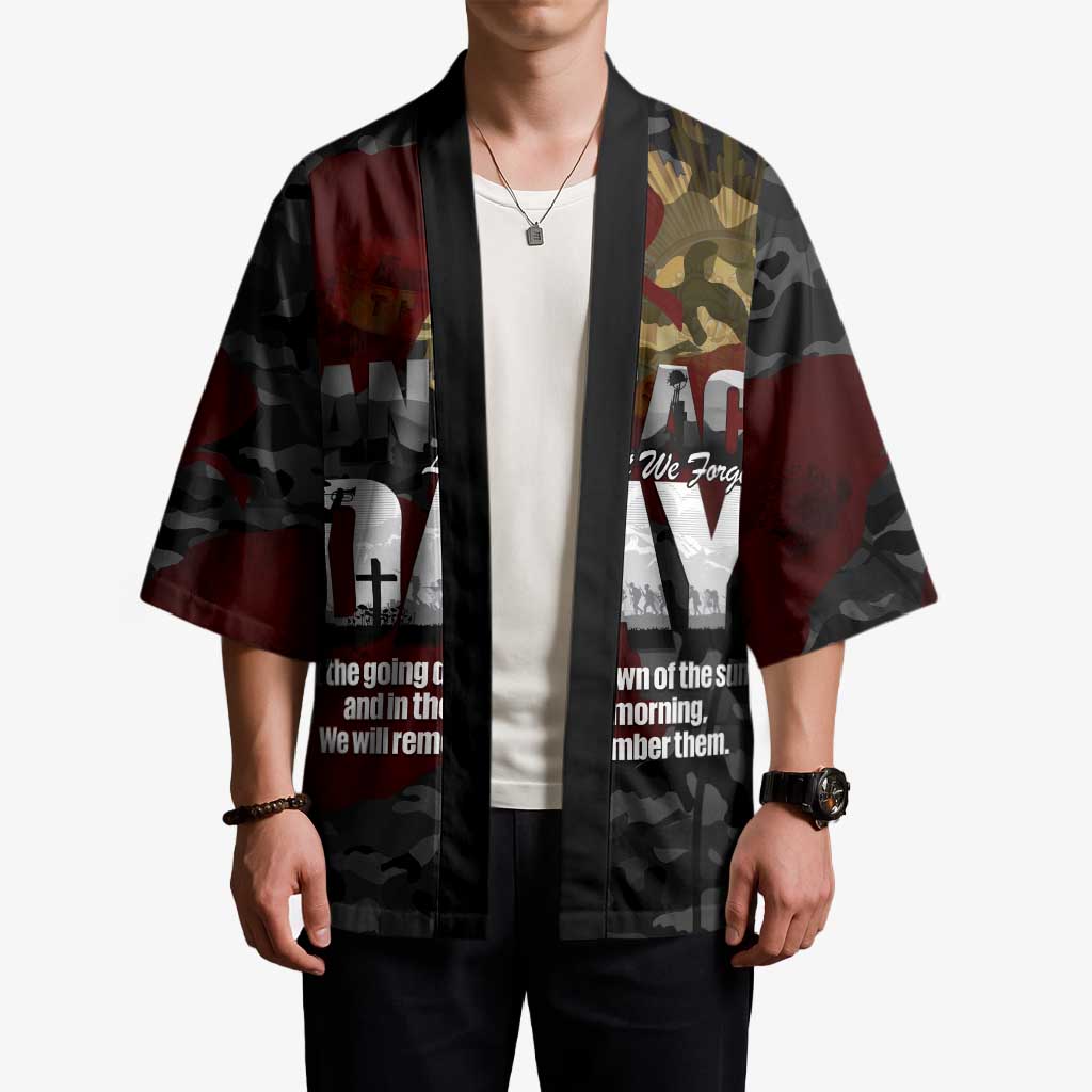 Australia ANZAC Day Kimono We Will Remember Them Poppy Camouflage - Aussie Hoodie