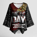 Australia ANZAC Day Kimono Sleeve Blouse We Will Remember Them Poppy Camouflage - Aussie Hoodie
