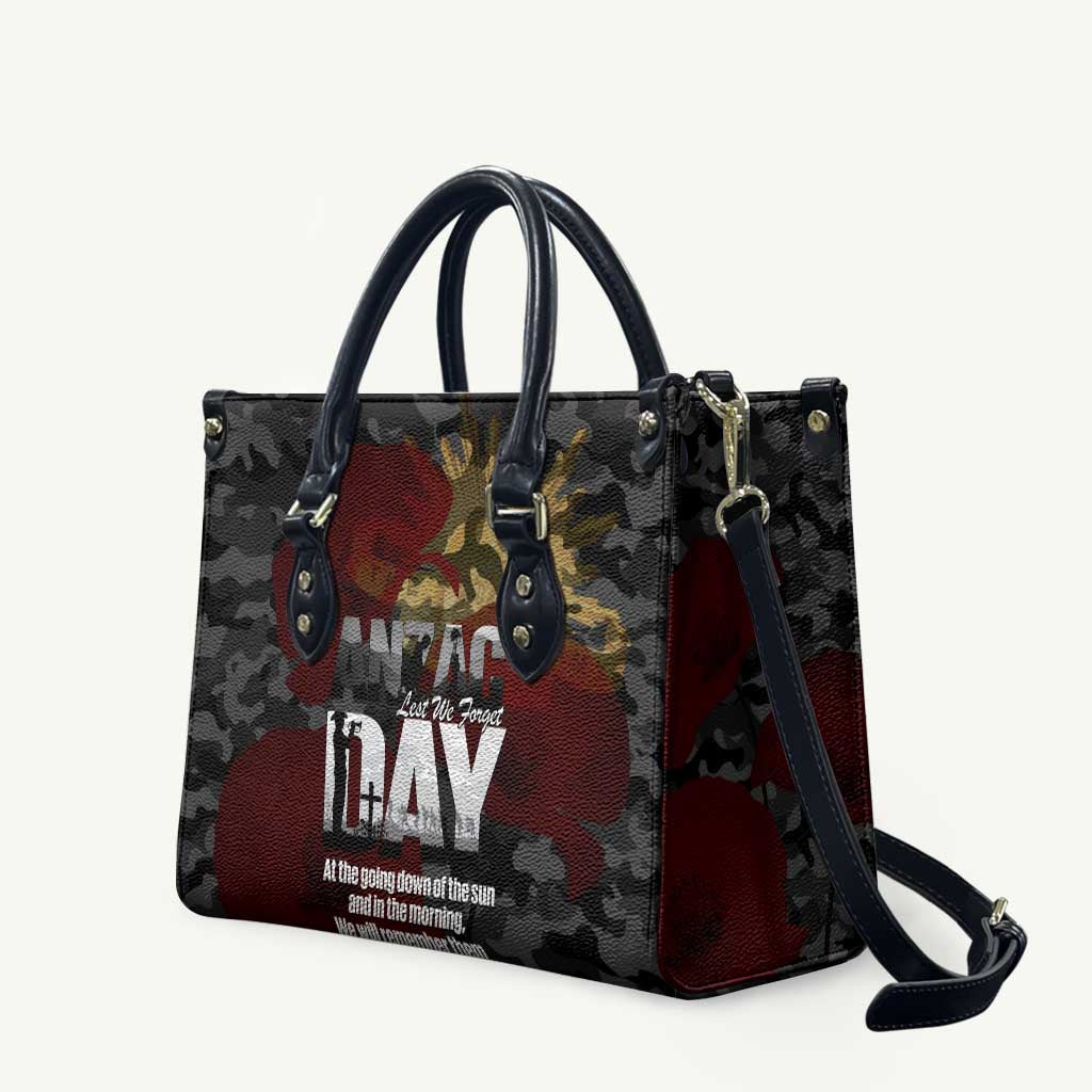 Australia ANZAC Day Leather Bag We Will Remember Them Poppy Camouflage - Aussie Hoodie