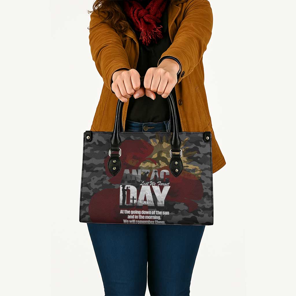 Australia ANZAC Day Leather Bag We Will Remember Them Poppy Camouflage - Aussie Hoodie