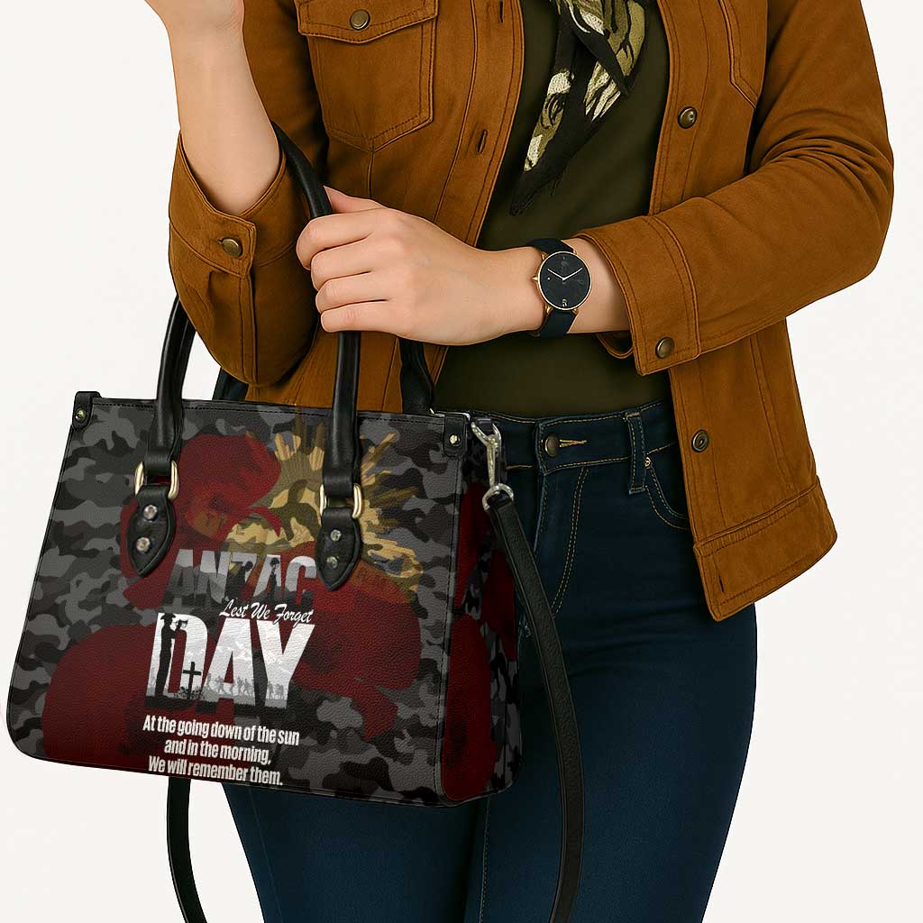 Australia ANZAC Day Leather Bag We Will Remember Them Poppy Camouflage - Aussie Hoodie