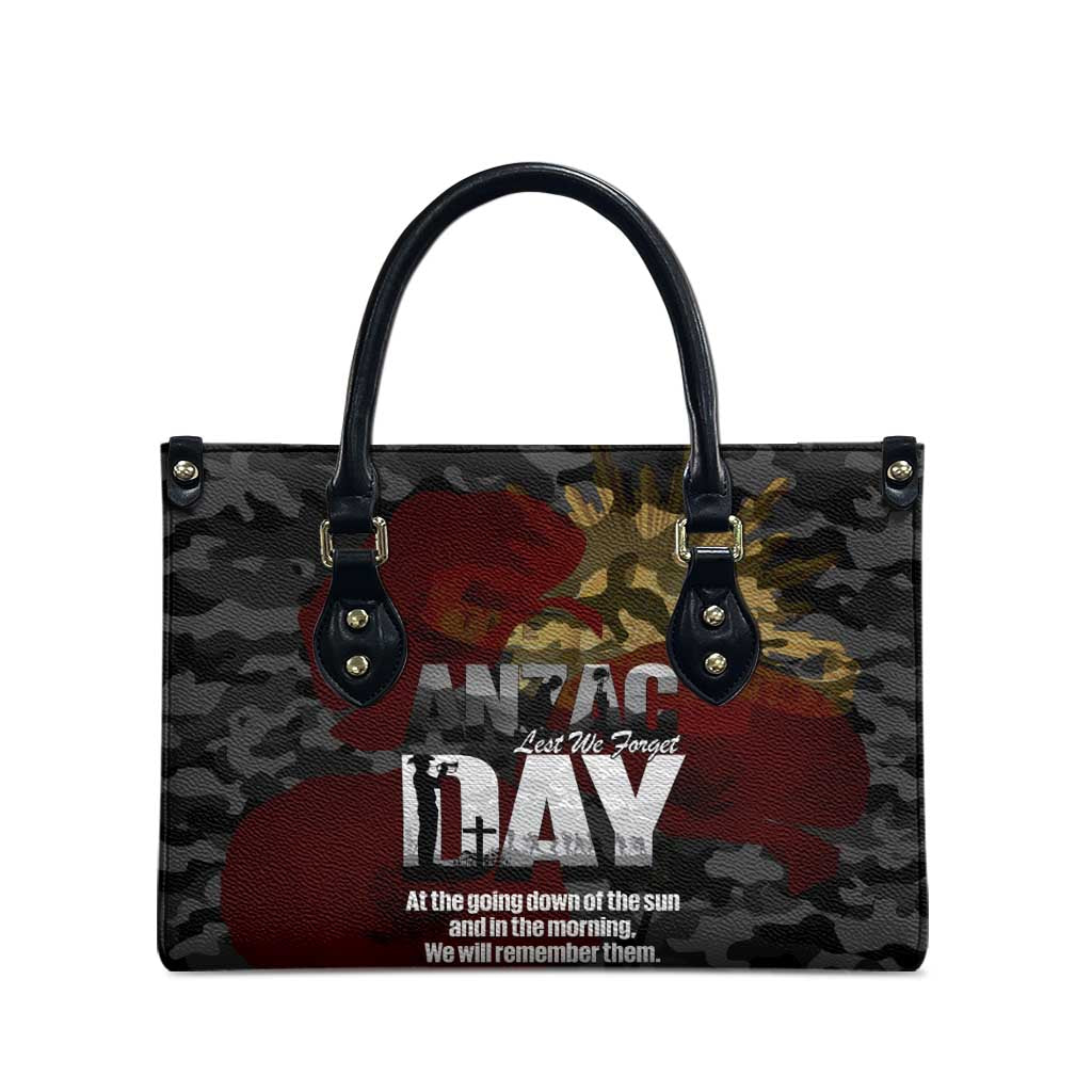 Australia ANZAC Day Leather Bag We Will Remember Them Poppy Camouflage - Aussie Hoodie