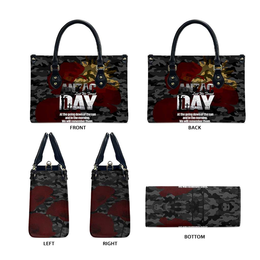 Australia ANZAC Day Leather Bag We Will Remember Them Poppy Camouflage - Aussie Hoodie