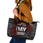 Australia ANZAC Day Leather Tote Bag We Will Remember Them Poppy Camouflage - Aussie Hoodie