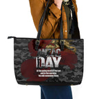 Australia ANZAC Day Leather Tote Bag We Will Remember Them Poppy Camouflage - Aussie Hoodie