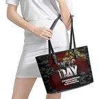Australia ANZAC Day Leather Tote Bag We Will Remember Them Poppy Camouflage - Aussie Hoodie
