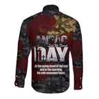 Australia ANZAC Day Long Sleeve Button Shirt We Will Remember Them Poppy Camouflage - Aussie Hoodie