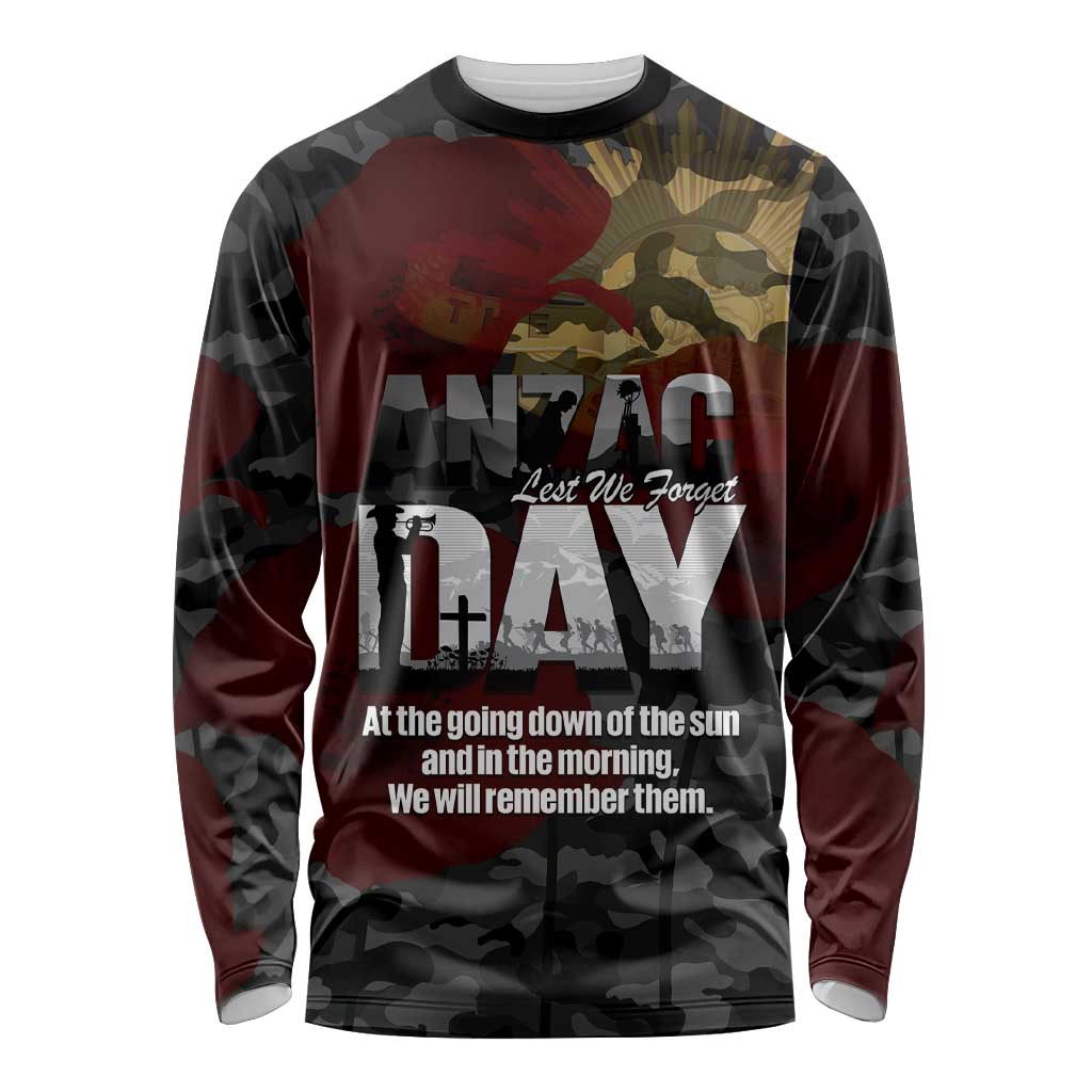 Australia ANZAC Day Long Sleeve Shirt We Will Remember Them Poppy Camouflage - Aussie Hoodie