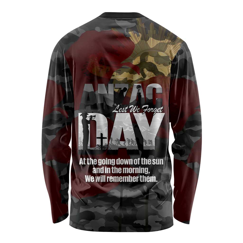 Australia ANZAC Day Long Sleeve Shirt We Will Remember Them Poppy Camouflage - Aussie Hoodie