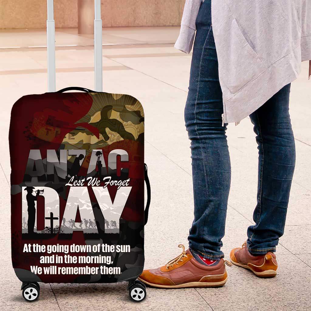 Australia ANZAC Day Luggage Cover We Will Remember Them Poppy Camouflage - Aussie Hoodie