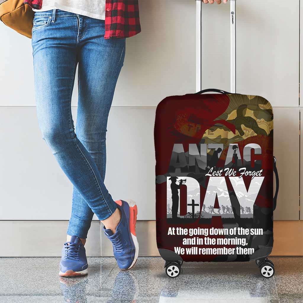 Australia ANZAC Day Luggage Cover We Will Remember Them Poppy Camouflage - Aussie Hoodie