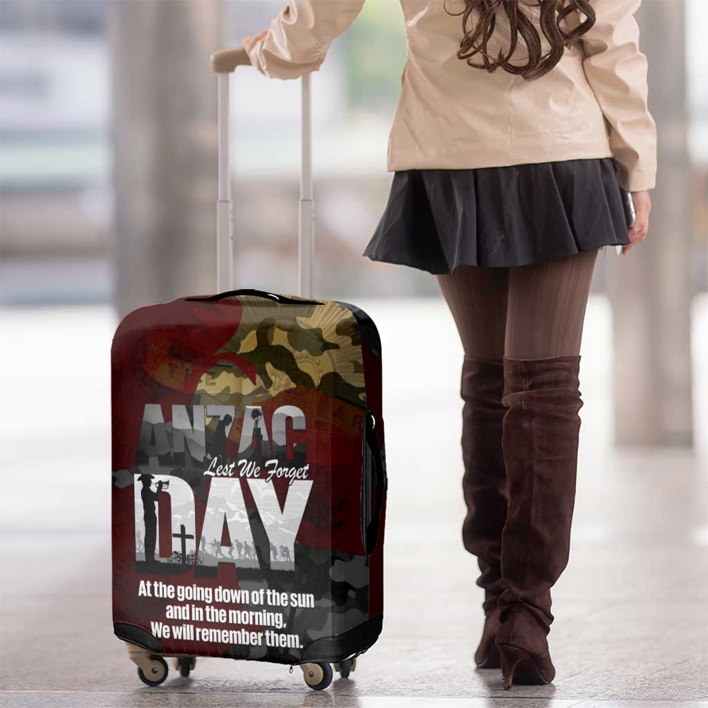 Australia ANZAC Day Luggage Cover We Will Remember Them Poppy Camouflage - Aussie Hoodie