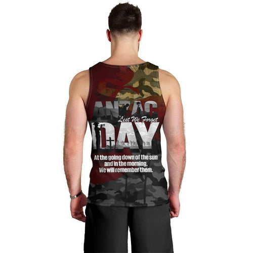 Australia ANZAC Day Men Tank Top We Will Remember Them Poppy Camouflage - Aussie Hoodie